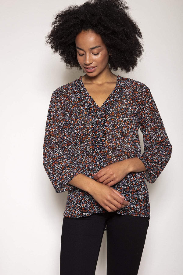 Carraig Donn V-Neck Blouse in Floral Print