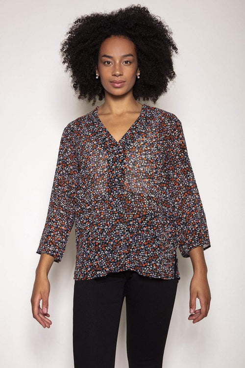 V-Neck Blouse in Floral Print