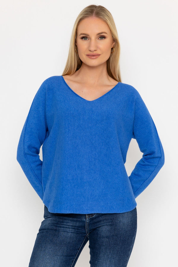 Carraig Donn V-Neck Jumper in Blue