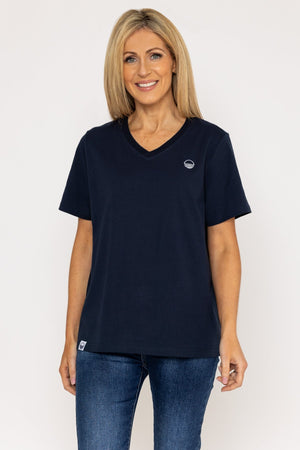 Carraig Donn V-Neck T-Shirt in Navy