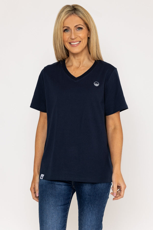 Carraig Donn V-Neck T-Shirt in Navy
