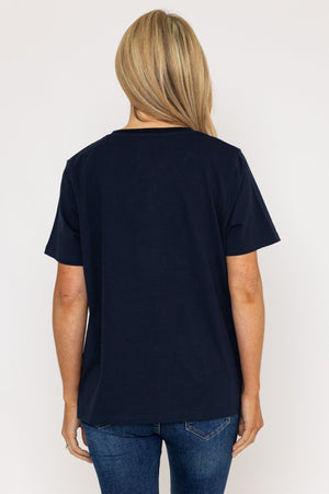Carraig Donn V-Neck T-Shirt in Navy