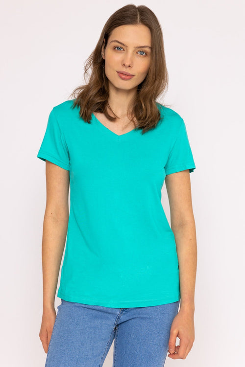V Neck Tee in Aqua