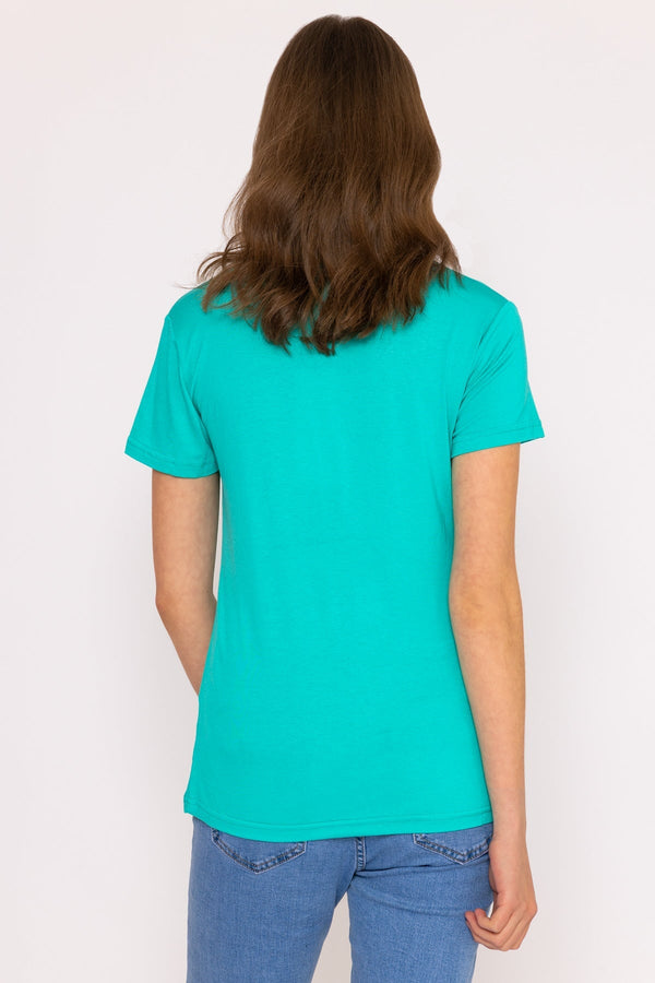 Carraig Donn V Neck Tee in Aqua