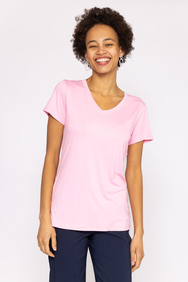 Carraig Donn V Neck Tee in Blush