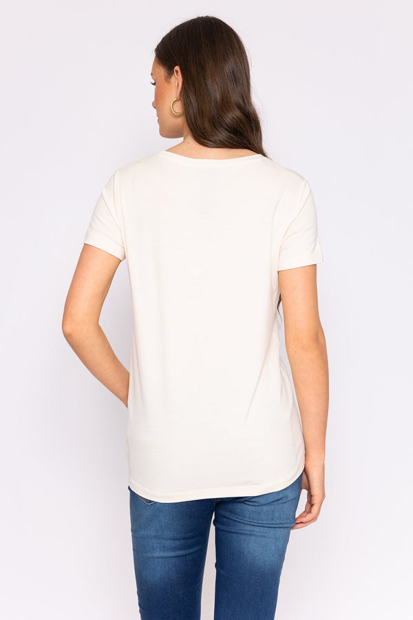 Carraig Donn V Neck Tee in Ecru