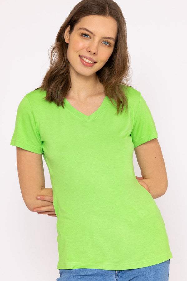 Carraig Donn V Neck Tee in Green