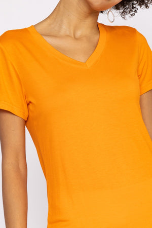 Carraig Donn V Neck Tee in Orange