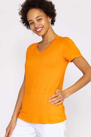 Carraig Donn V Neck Tee in Orange