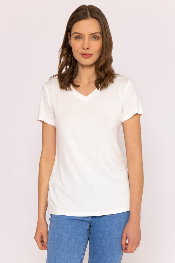 Carraig Donn V Neck Tee in White