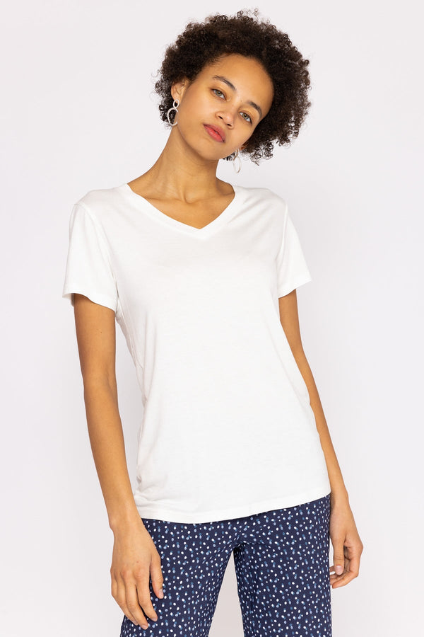 Carraig Donn V Neck Tee in White