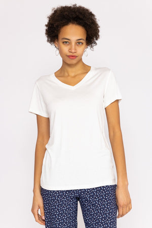 Carraig Donn V Neck Tee in White
