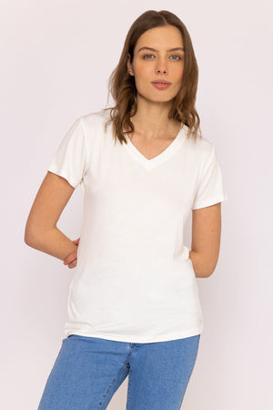 Carraig Donn V Neck Tee in White