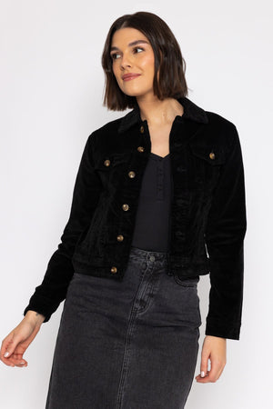 Carraig Donn Vaina Velvet Jacket in Black