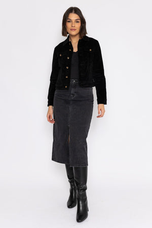 Carraig Donn Vaina Velvet Jacket in Black