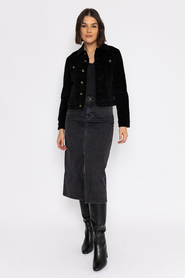 Carraig Donn Vaina Velvet Jacket in Black