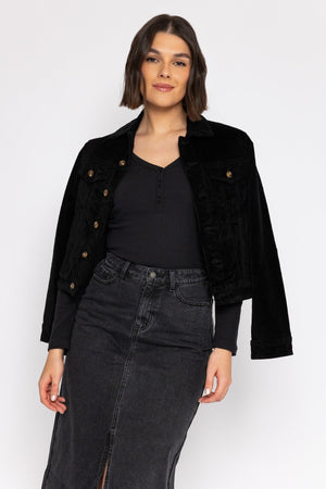 Carraig Donn Vaina Velvet Jacket in Black