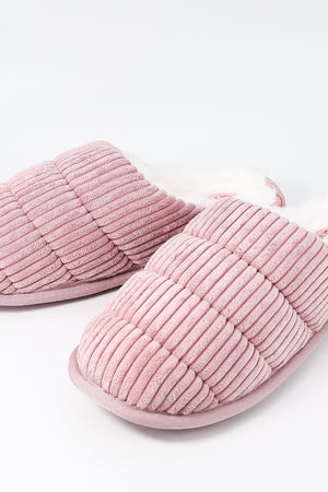 Carraig Donn Velour Ribbed Mule Slipper in Pink