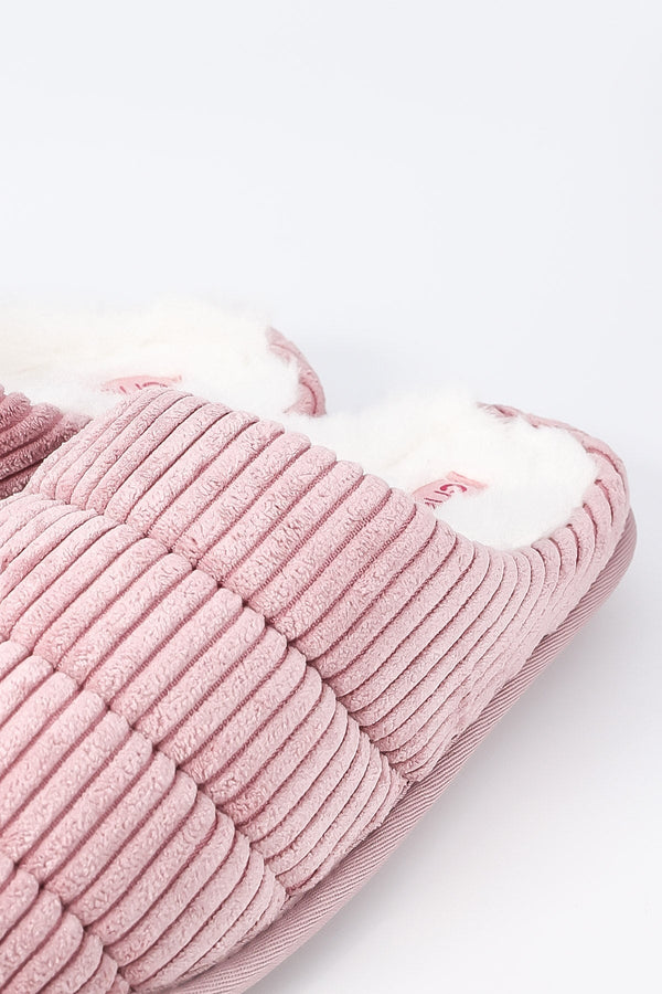 Carraig Donn Velour Ribbed Mule Slipper in Pink