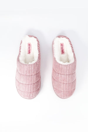 Carraig Donn Velour Ribbed Mule Slipper in Pink