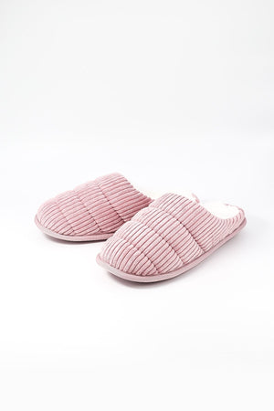 Carraig Donn Velour Ribbed Mule Slipper in Pink