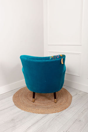 Carraig Donn Velvet Floral Embroidered Armchair