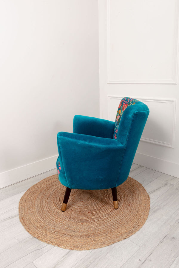 Carraig Donn Velvet Floral Embroidered Armchair