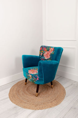 Carraig Donn Velvet Floral Embroidered Armchair
