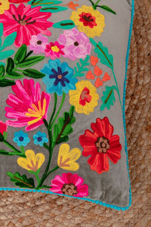 Carraig Donn Velvet Floral Embroidered Cushion