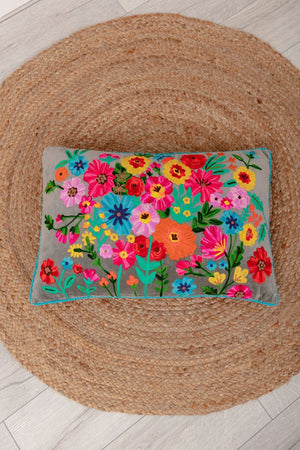 Carraig Donn Velvet Floral Embroidered Cushion