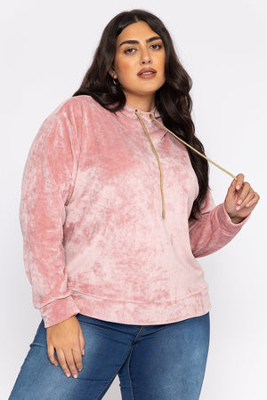 Carraig Donn Velvet Hoody in Pink
