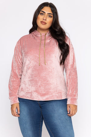Carraig Donn Velvet Hoody in Pink