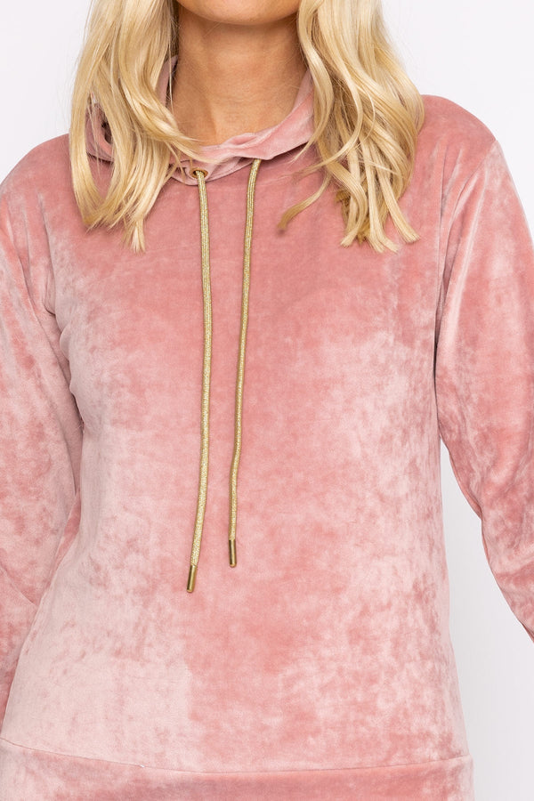 Carraig Donn Velvet Hoody in Pink