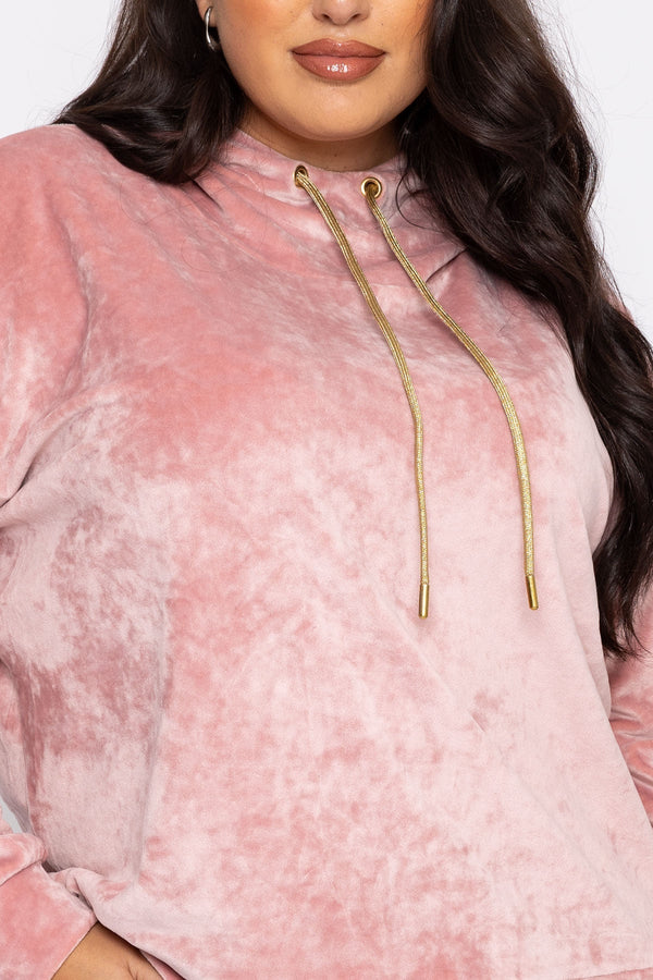 Carraig Donn Velvet Hoody in Pink