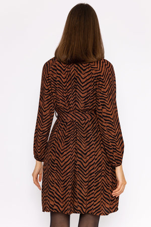 Carraig Donn Viscose Dress in Brown Animal Print