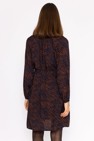 Carraig Donn Viscose Dress in Navy Animal Print