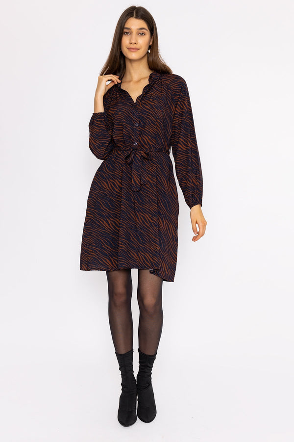 Carraig Donn Viscose Dress in Navy Animal Print