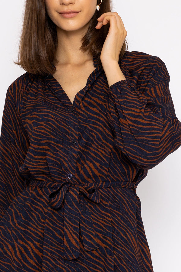 Carraig Donn Viscose Dress in Navy Animal Print