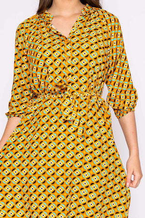 Carraig Donn Viscose Dress in Orange Print
