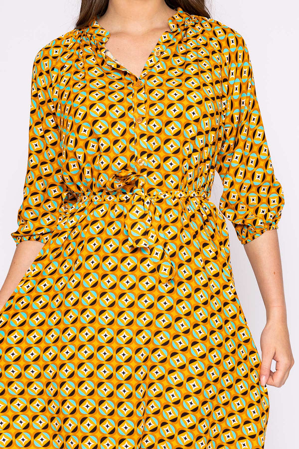 Carraig Donn Viscose Dress in Orange Print