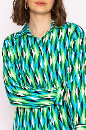 Carraig Donn Viscose Shirt in Green Print