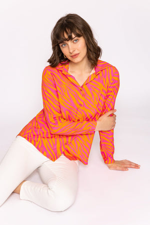 Carraig Donn Viscose Shirt in Orange and Pink