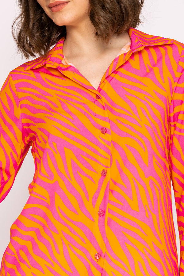 Carraig Donn Viscose Shirt in Orange and Pink
