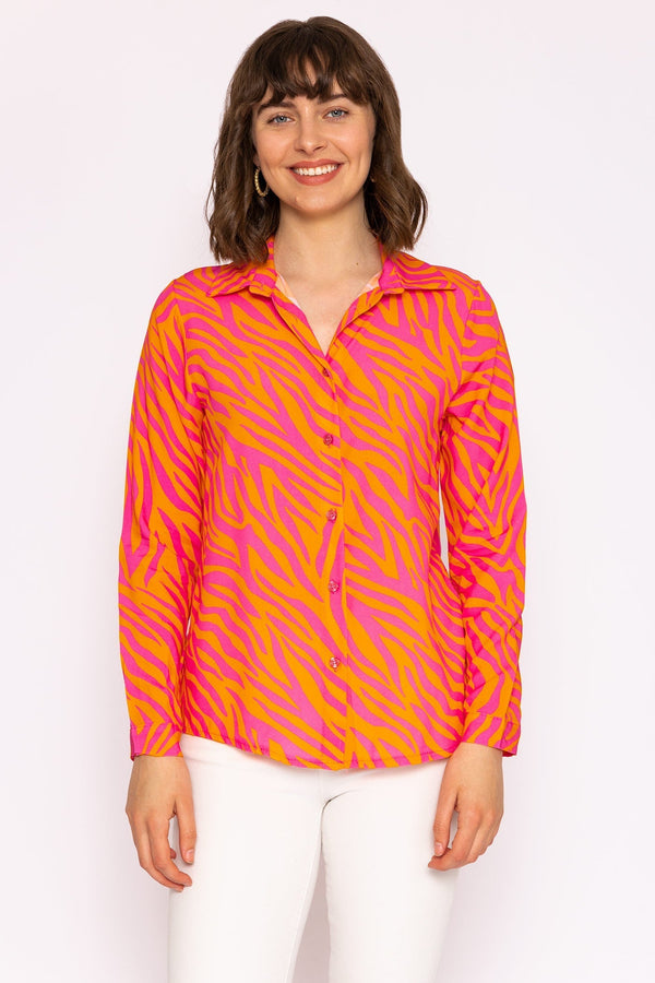 Carraig Donn Viscose Shirt in Orange and Pink