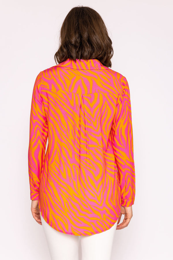 Carraig Donn Viscose Shirt in Orange and Pink