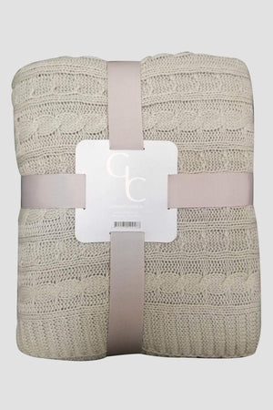 Carraig Donn Warm Grey Aran Knit Throw