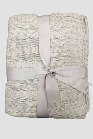 Carraig Donn Warm Grey Aran Knit Throw