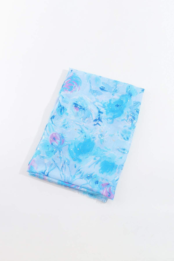 Carraig Donn Watercolour Rose Scarf in Blue