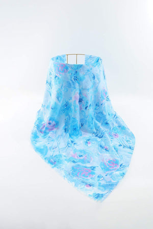 Carraig Donn Watercolour Rose Scarf in Blue