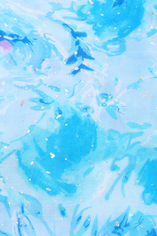 Carraig Donn Watercolour Rose Scarf in Blue